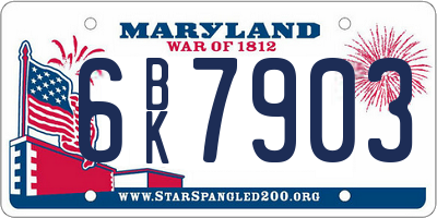 MD license plate 6BK7903