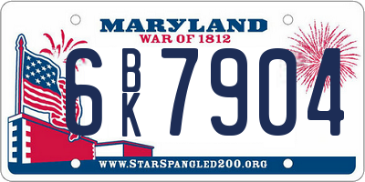 MD license plate 6BK7904
