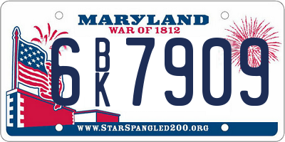 MD license plate 6BK7909