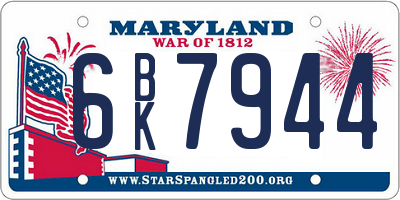 MD license plate 6BK7944