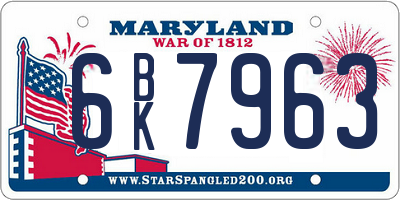 MD license plate 6BK7963