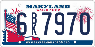 MD license plate 6BK7970