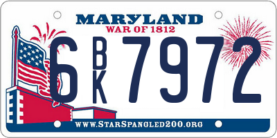 MD license plate 6BK7972