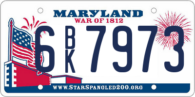 MD license plate 6BK7973