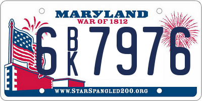 MD license plate 6BK7976