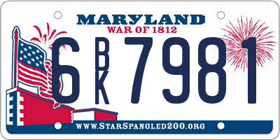 MD license plate 6BK7981