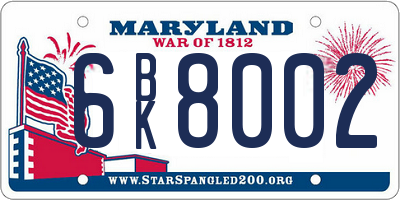 MD license plate 6BK8002