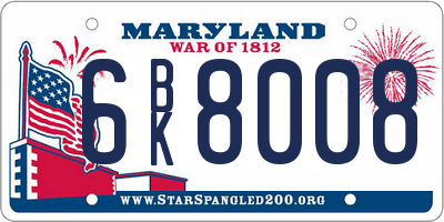 MD license plate 6BK8008