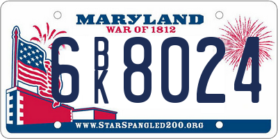 MD license plate 6BK8024