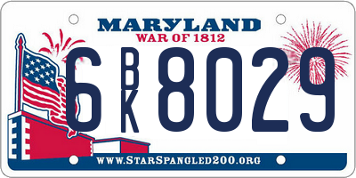 MD license plate 6BK8029