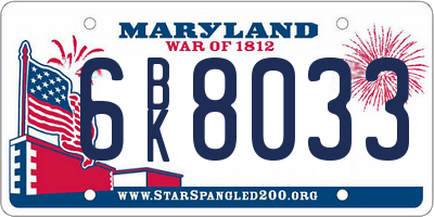 MD license plate 6BK8033