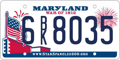 MD license plate 6BK8035