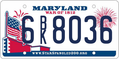 MD license plate 6BK8036