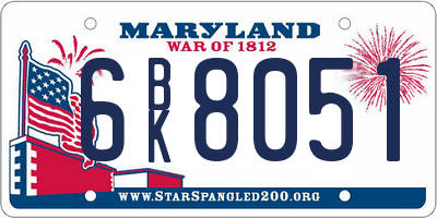 MD license plate 6BK8051