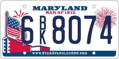 MD license plate 6BK8074