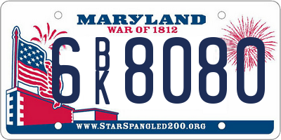 MD license plate 6BK8080