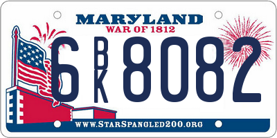 MD license plate 6BK8082