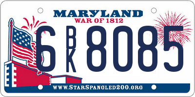 MD license plate 6BK8085