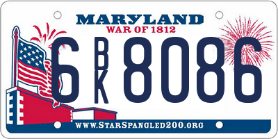 MD license plate 6BK8086