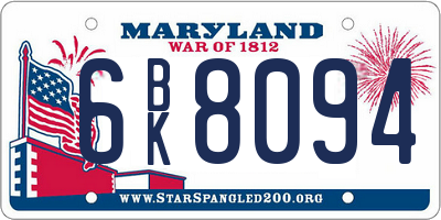 MD license plate 6BK8094