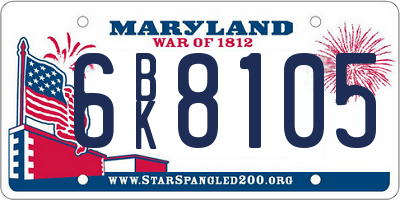 MD license plate 6BK8105