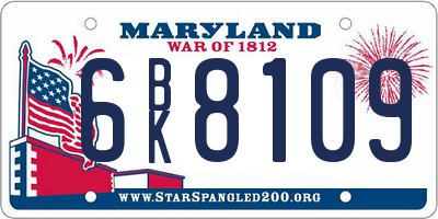 MD license plate 6BK8109