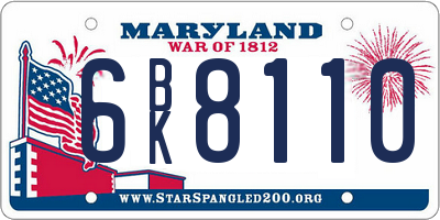 MD license plate 6BK8110