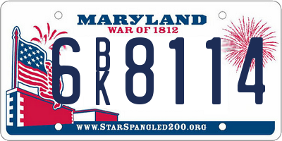 MD license plate 6BK8114