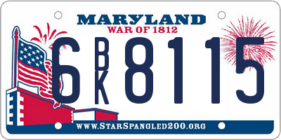 MD license plate 6BK8115