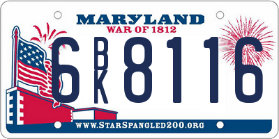 MD license plate 6BK8116