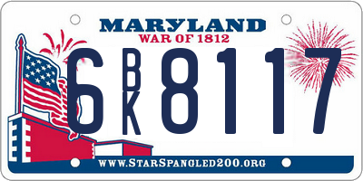 MD license plate 6BK8117