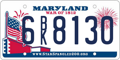 MD license plate 6BK8130