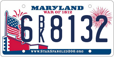MD license plate 6BK8132