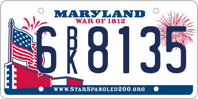 MD license plate 6BK8135