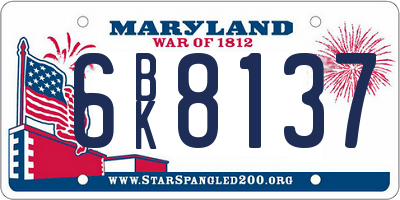 MD license plate 6BK8137