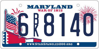 MD license plate 6BK8140