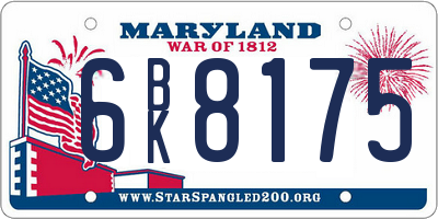 MD license plate 6BK8175