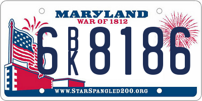 MD license plate 6BK8186