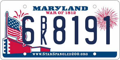 MD license plate 6BK8191