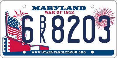 MD license plate 6BK8203