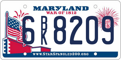 MD license plate 6BK8209
