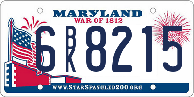 MD license plate 6BK8215