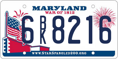 MD license plate 6BK8216