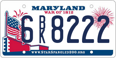 MD license plate 6BK8222