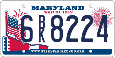 MD license plate 6BK8224