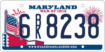 MD license plate 6BK8238