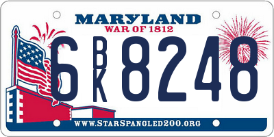 MD license plate 6BK8248