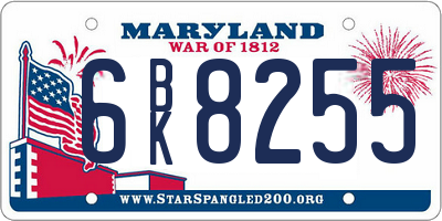 MD license plate 6BK8255