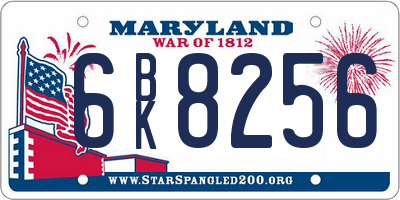 MD license plate 6BK8256