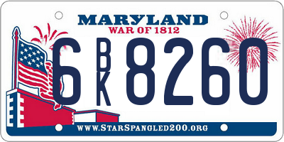 MD license plate 6BK8260